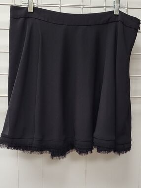 Vince Camuto Black Circle Skirt with Frayed Hem, Size 14